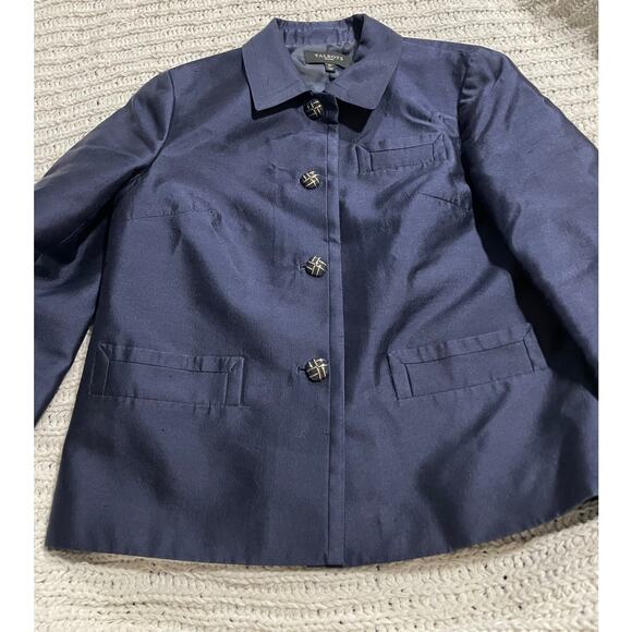 Talbots Silk Wool Blazer Suit Jacket Women's Size 6 Petite 6P Blue Career Office - Picture 9 of 10